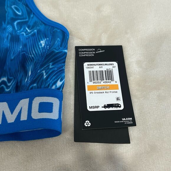 Under Armour Sports Bra Women’s Size SM Mid Printed Cross back Sports Bra NWT - Picture 5 of 9